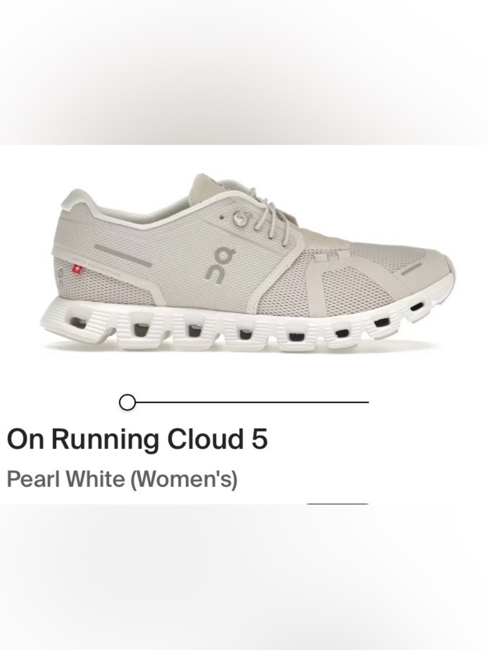 On Running Cloud 5 Women's Athletic Shoe - Pearl White size 9.5 gentle used